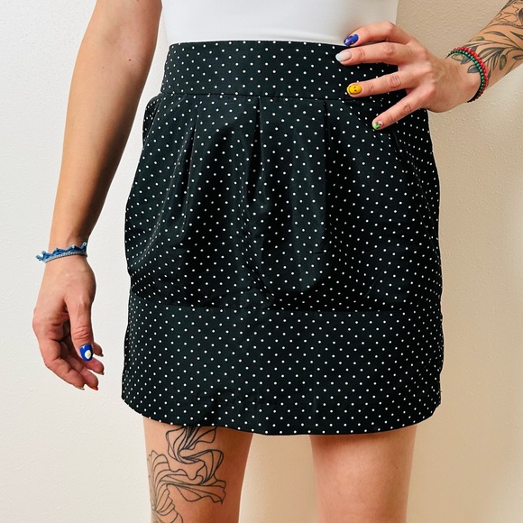 Zara Satin Polka Dot mini Skirt pleated - Picture 2 of 5
